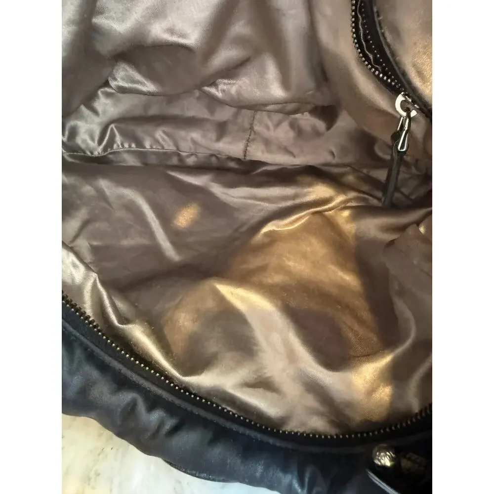 TOD'S Slouchy Puffy Nylon Hobo Bag Black